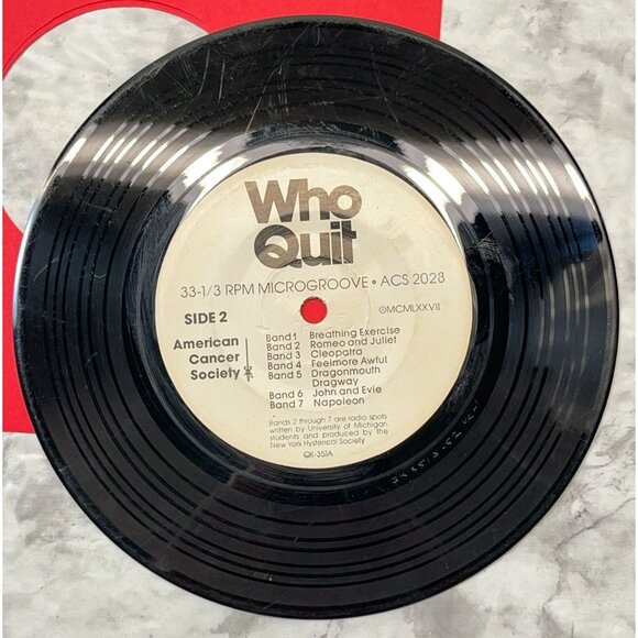 American Cancer Society Who Quit Compact 33 Record 1977  Novelty Microgroove - Picture 6 of 6